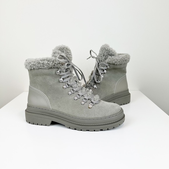 Splendid Yvonne Laced Sherpa Boot in Stone Size 8.5 Leather - Picture 2 of 8